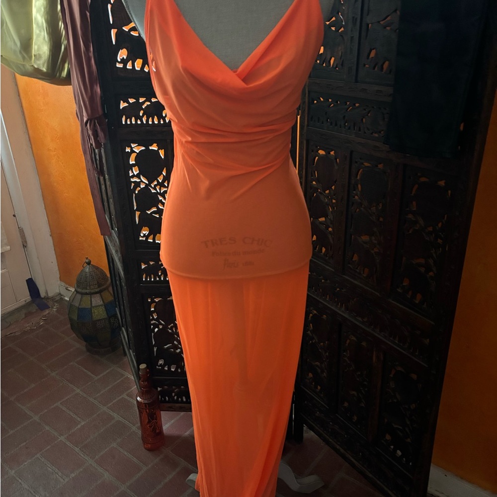 Orange LAINA RAUMA sheer coverup dress